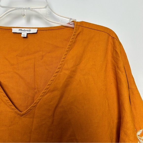 Madewell Embroidered-Sleeve Mustard Popover Dress - Picture 4 of 9